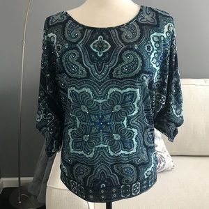 INC Paisley Sheer Studded Top
